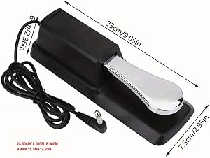 Kunova (TM) Black Sustain Pedal for Keyboard Piano Foot Pedal with Polarity Switch for All Brands Electronic Keyboards, MIDI Keyboards, Digital Pianos