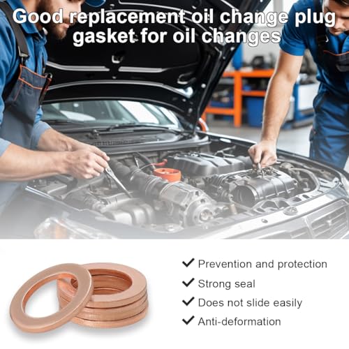 image for Wevdn 10 PCS Oil Drain Plug Gasket, 14mm Cooper Crush Washer Oil Seali