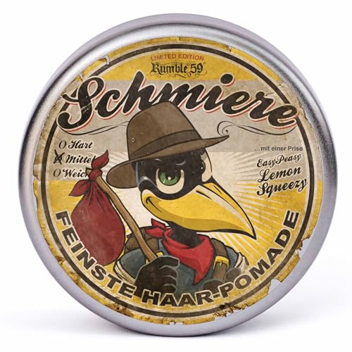Rumble59 Schmiere Limited Edition - Greasy Lemon - Pomade Herren - Haarwachs für mittel starke Haare, Haarstyling Hair Wax haarpaste haarcreme haarwax Haar Wax, 140ml Rumble59 Schmiere Limited Edition - Greasy Lemon - Pomade Herren - Haarwachs für mittel starke Haare, Haarstyling Hair Wax haarpaste haarcreme haarwax Haar Wax, 140ml