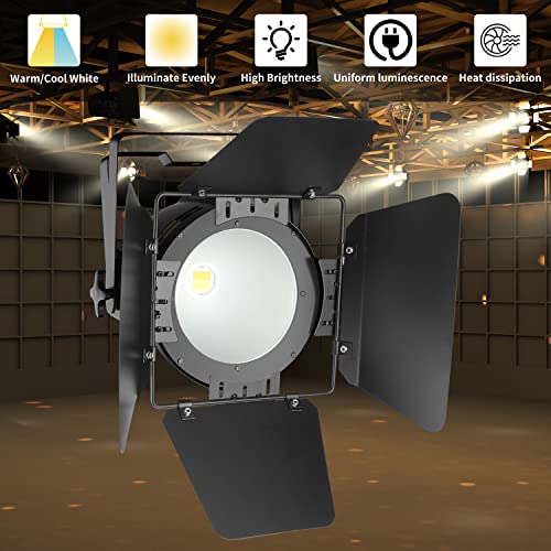 BETOPPER Stage Spotlights with/Barn Door, 200W COB Stage Lights, Warm & Cold White LED DMX Lights, Master-Slave Spot Light Strobe Lighting, Fresnel Light for Church Wedding Theater Photo Studio(4) by Betopper - Image 3
