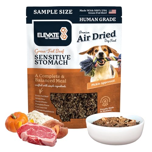 Image of Sensitive Stomach Dog Food - 100% Human Grade Air Dried Dog Food - All Natural - USA Grass Fed Beef - Limited Ingredient, Dehydrated - Complete Meal or Topper - Beef - Sample Bag