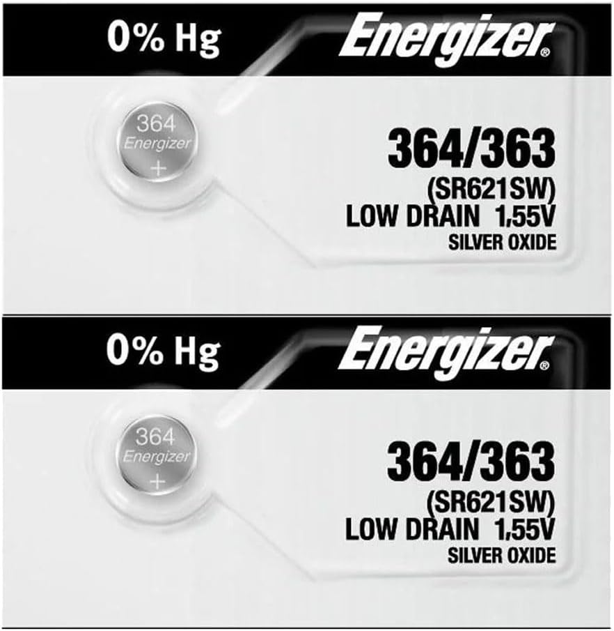 2 X Energizer 364 363 Silver Oxide Watch Batteries SR621SW SR60