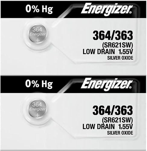 2 baterías de reloj Energizer 364 363 de óxido de plata SR621SW SR60