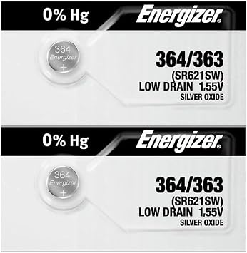 2 X Energizer 364 363 Silver Oxide Watch Batteries SR621SW SR60