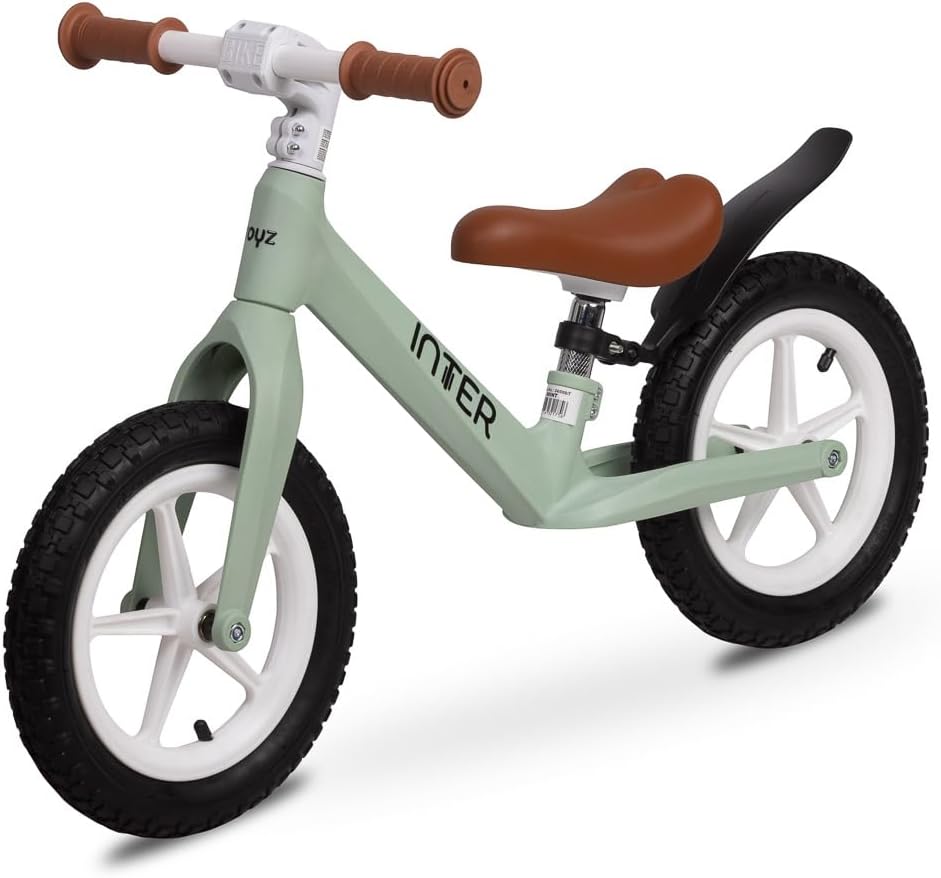 TOYZ Inter - Balance Bike from 3 Years - Balance Bike - for Children 3-6 Years - Children's Bike - Lightweight with Height Adjustable Saddle and Mudguard - for Girls & Boys - Mint