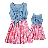 Mutter Und Tochter Kleid Allence Set, Baby Kleidung Partnerlook Mutter Tochter Familien Kleidung Mama und Kinder Mädchen Kleid Sommerkleid Tops Damen Shirtkleider