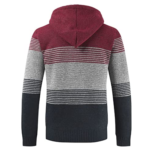 Image of Kinkia Men's Zip Up Hoodies Casual Long Sleeve Full Zipper Sherpa Fleece Lined Knit Cardigan Sweater Jacket with Pockets