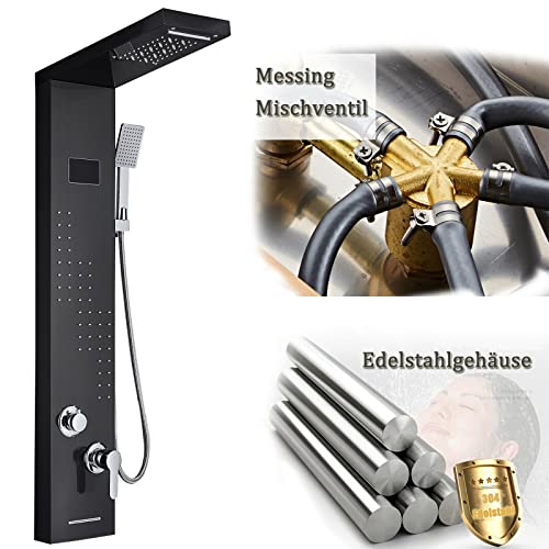 Black Shower Panel Tower System LED rain Head Combination Massage Body Jets Faucet Shower Column miniatura 3