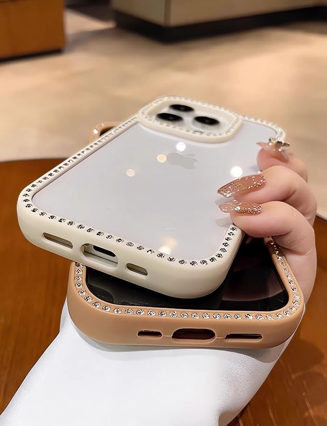 Coque transparente pour iPhone 15 paillettes strass Doowear - 7