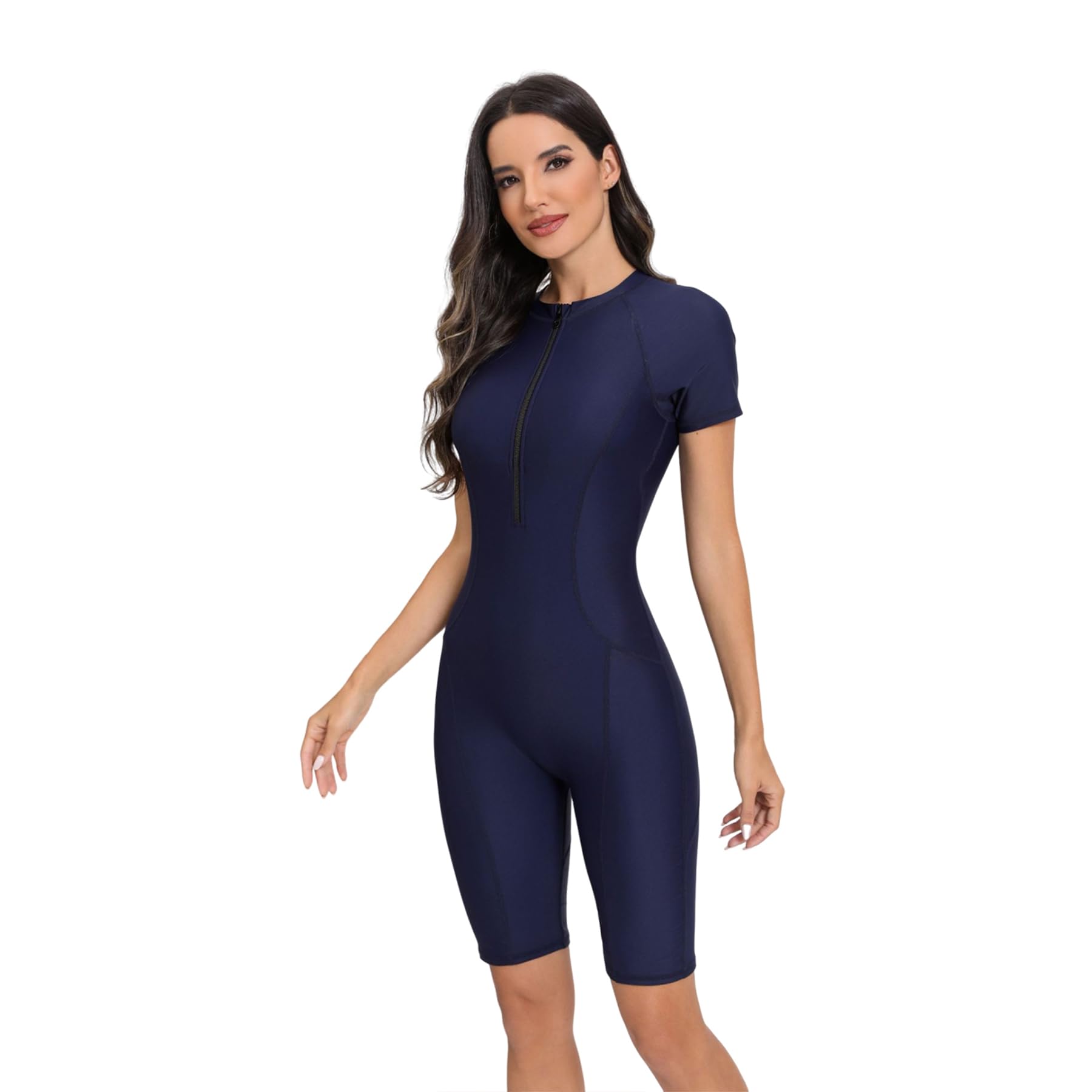 Ropa de Surf con Cremallera para Mujer Traje de Baño de Manga Larga Protectores contra Erupciones Recreativas de Una Pieza Traje de Baño — view 28