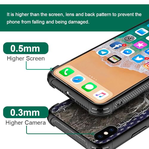 Coque iPhone X drapeau américain en bois et silicone TPU rigide antichoc