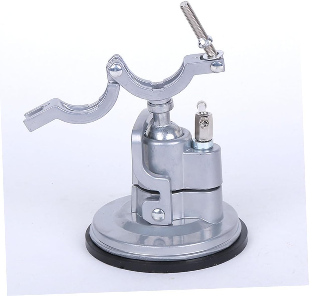 360 Degree Rotation Aluminum Alloy Sucker Universal Drill Heavy Duty | Manually Adjustable Diameter, Multi Angle Fixed Workpiece, Lightweight Silver Finish, Professional and Personal Use