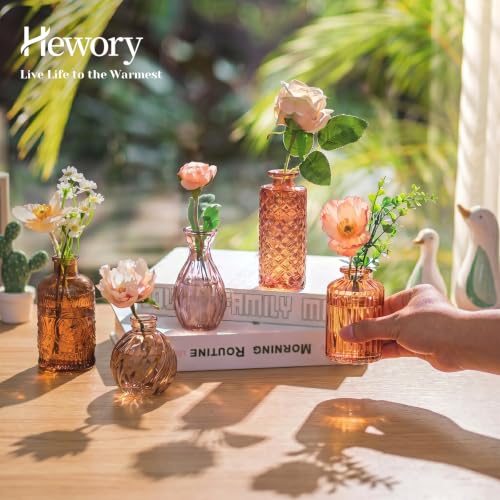 Jarrones de cristal ámbar decorativos pequeños para flores y ramas secas 8