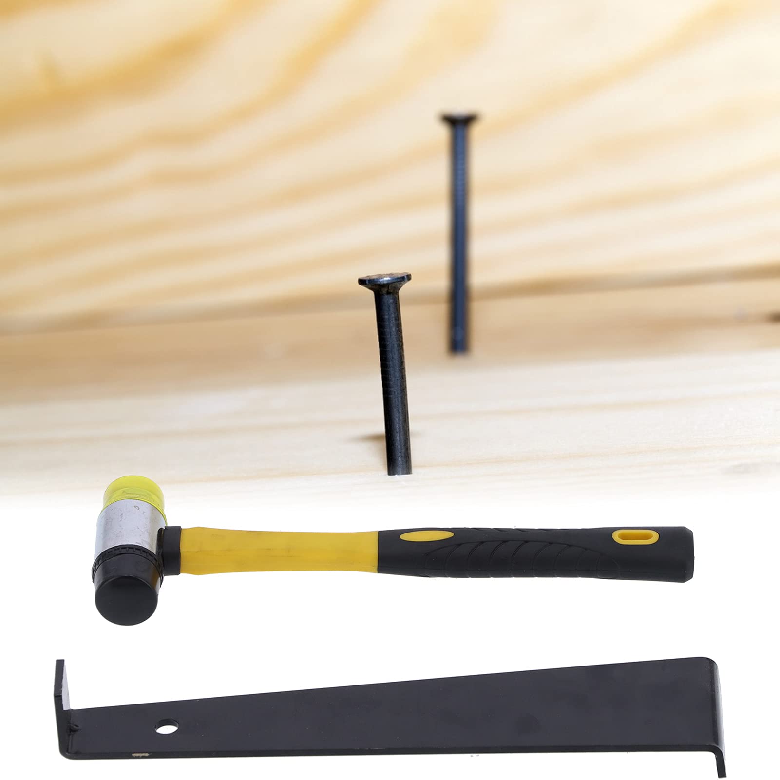 Kit de herramientas de instalación de piso premium con espaciadores de espacio de 1/4 pulgadas, bloque de roscado, barra de tracción para martillo para instalación de pisos
