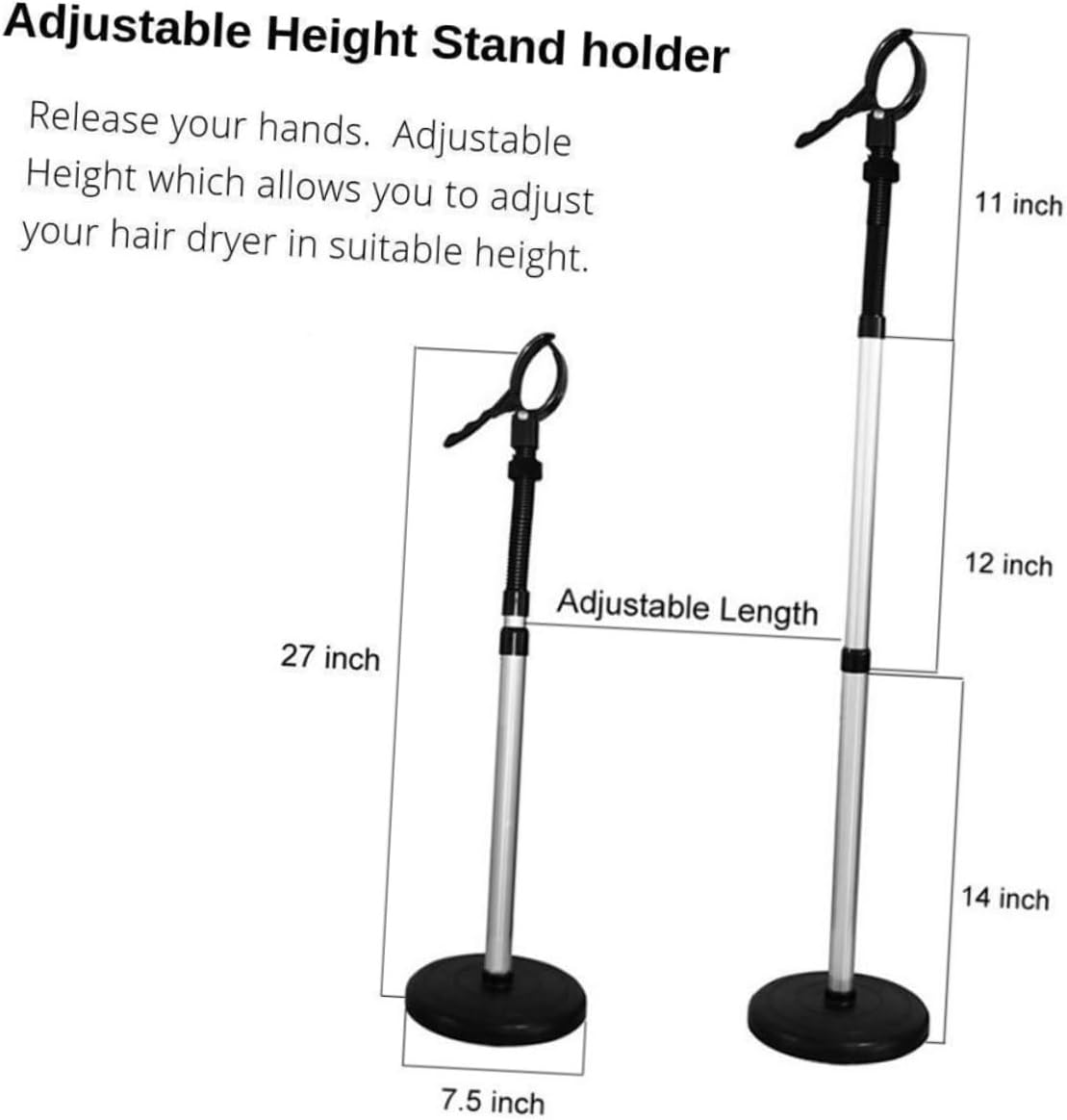 360degree Hair Dryer Holder with Rotation Sturdy Stand for Hands Styling Suction Cup Design for Home Use and Pet Grooming