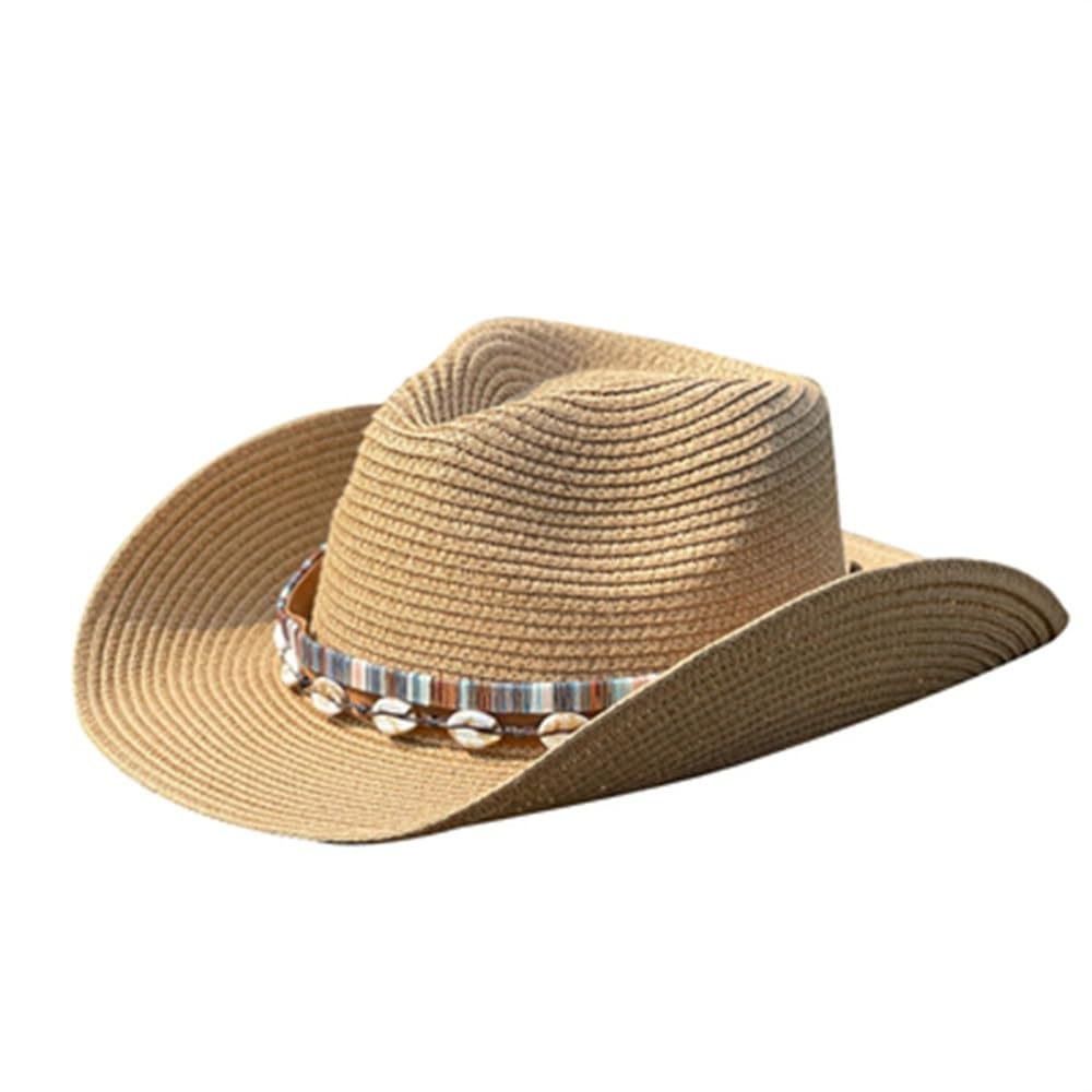 Cappello di Paglia Estivo da Uomo Cappello da Sole da Uomo Estivo all'aperto Nazionale da Spiaggia Ha(White)