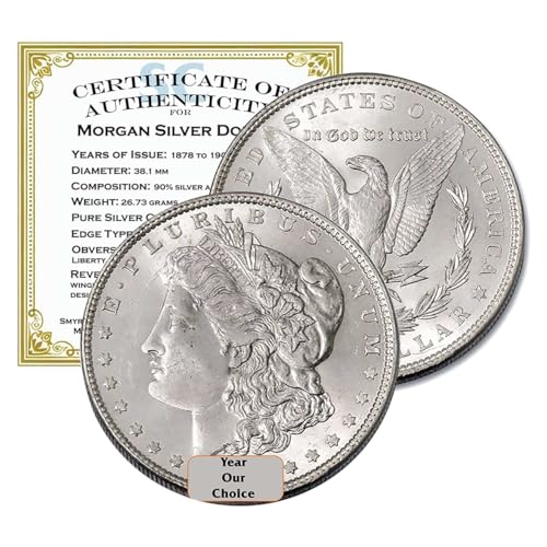 1878 S P O - 1904 O P S - Date Our Choice - 90% Silver Morgan AU - $1 AU in Air-Tite Capsule Holder with Smyrnacoin Certificate of Authenticity Dollar AU