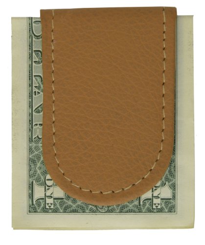 Fine Genuine Leather Magnetic Money Clip (Tan)4