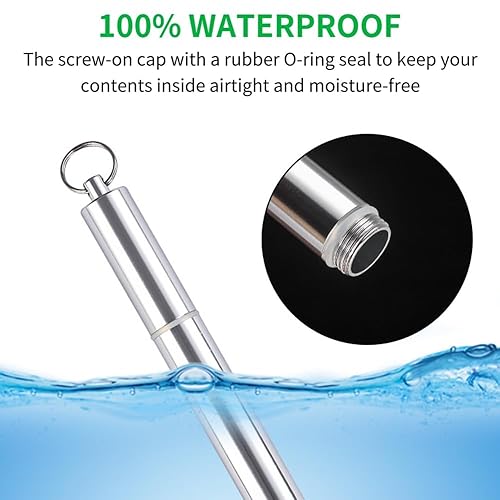 Miniatura 4 de Pastillero portátil de 3 piezas de tubo de almacenamiento de metal, a prueba de olores, organizador de píldoras, contenedor con llavero en bolsa de