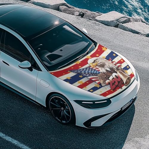 Image of 250th Anniversary USA Car Hood Cover Stretchable Polyester,Engine Cover，Elastic Fabrics Can be Washed,Car Bonnet All-Season Protection