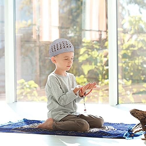 Image of Boyiee Kufi Hat for Men Muslim Knit Kufi Cap Crochet Beanie Skull Beanie African Hat for Men Women