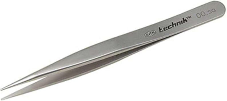 Aven 18032USA Pattern OO Straight Thick Flat Strong Precision Tweezers Stainless Steel, 4-3/4" Length, 3 Star Grade