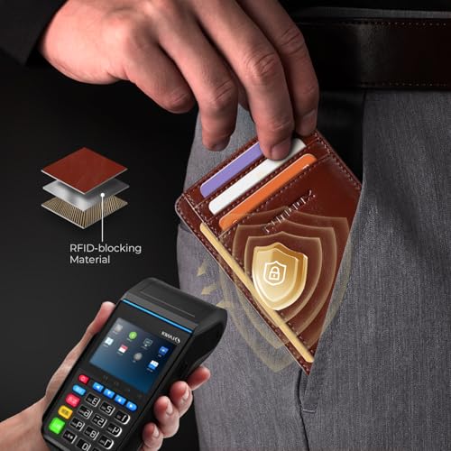 Image of RUNBOX Slim Minimalist Front Pocket RFID Blocking Leather Wallets for Men and Women Card Holder Wallets Gifts for men
