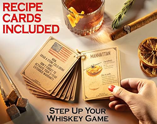 Whiskey Geschenkset für Männer – Premium Set mit 2 Gläsern, Granit-Steinen & Zubehör – Ideales Vatertagsgeschenk in Holzkasten