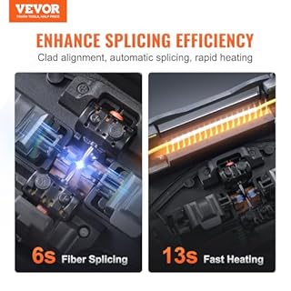 VEVOR Giuntatrice a Fusione di Fibra 4 Motori con Allineamento Nucleo, Giunzione 6s e Riscaldamento 13s, Macchina Giuntatrice per Fibra con Touch Screen 12,7 cm, Batteria 7800 mAh per SM MM DS NZDS