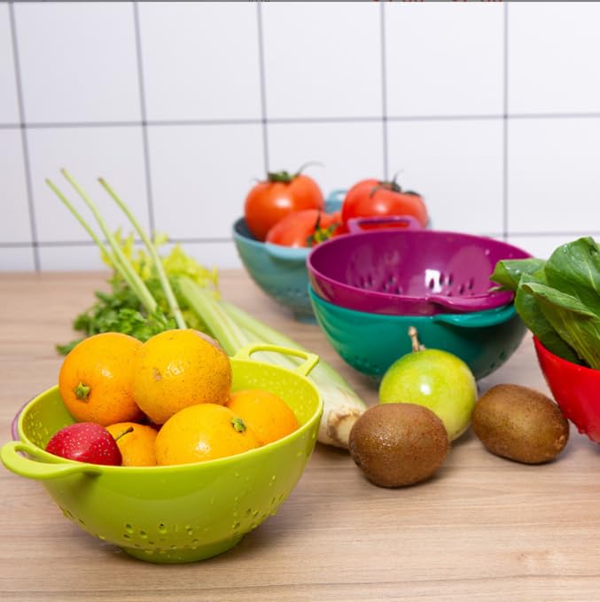 ASEANAO Mini Scolapasta 15,2 Cm In Plastica Verde, Senza BPA, Doppi Manici, Per Frutta E Verdura, Lavabile In Lavastoviglie - 5