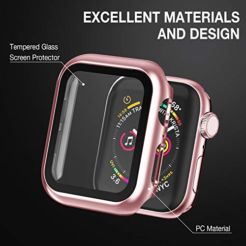 Image of Case Compatible with Apple Watch 38MM Series 3 /2 /1 / with Built-in Tempered Glass Screen Protector, All-Around Ultra-Thin Bumper Full Cover Hard PC Protective Case for iWatch