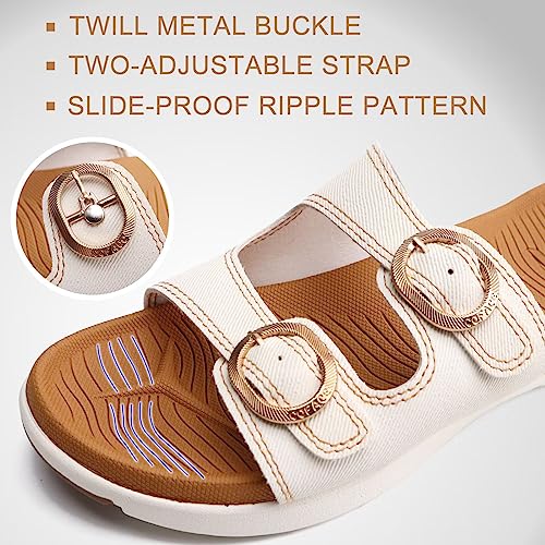 COFACE-Womens-Orthotic-Slides-Comfort-Plantar-Fasciitis-Arch-Support-Slip-on-Flat-Sandals-Ladies-Soft-Cushion-Fashion-Yoga-Mat-Slippers-With-Adjustable-Straps