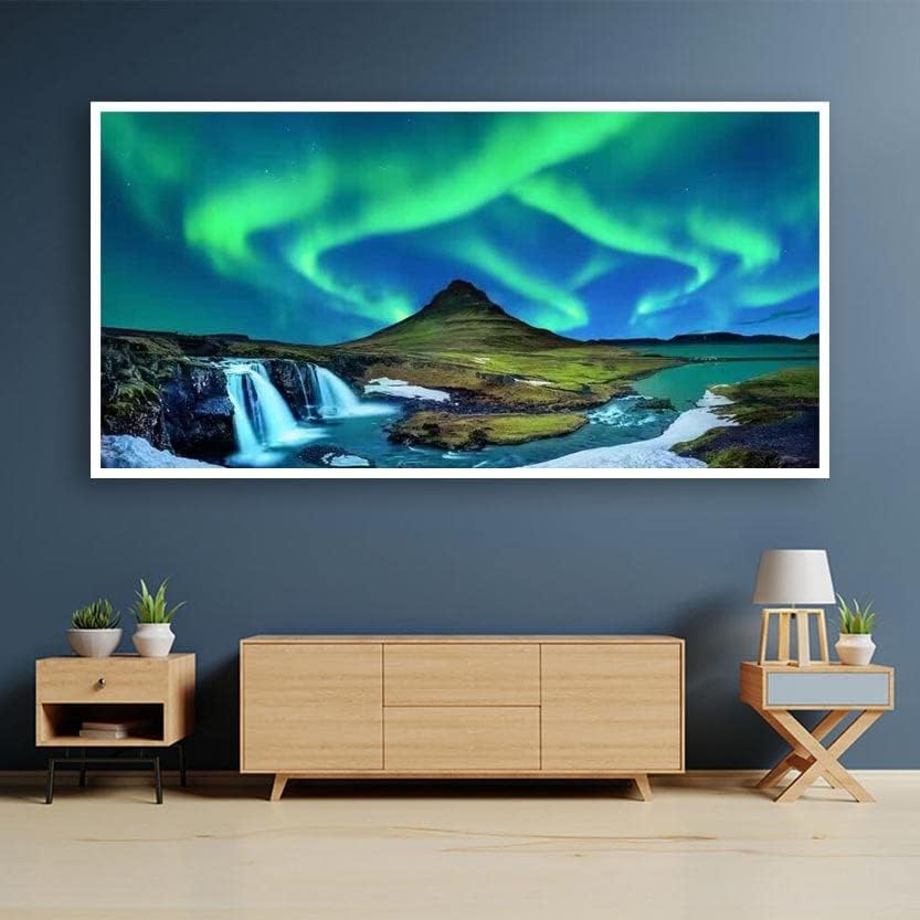 Miniatura 3 de Pintura artística de diamantes 5D, kits de pintura de diamantes de Aurora grande para adultos, arte y manualidades de cascada de diamantes de