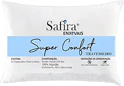 Kit Com 02 Travesseiros Algodão 100% Percal 180 Fios para dormir de lado enchimento com Fibra Siliconada Extra Macio