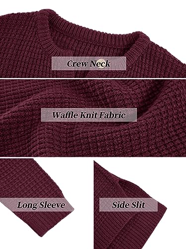 Image of rrhss Girls Waffle Knit Sweaters Trendy Henley Button V Neck Long Sleeve Pullover Jumper Tops