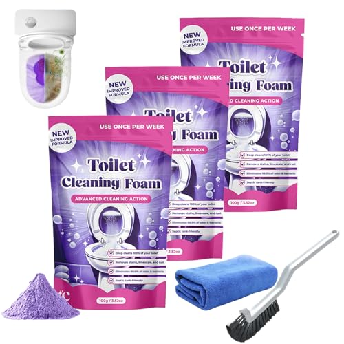 Fizzclean Nettoyant WC, Fizzclean Nettoyant pour Toilettes, Fizzclean Toilette Nettoyage Mousse, Fizzclean Toilette, Fizz Clean WC, Poudre Nettoyantes Moussante Sans Contact, 100gX3