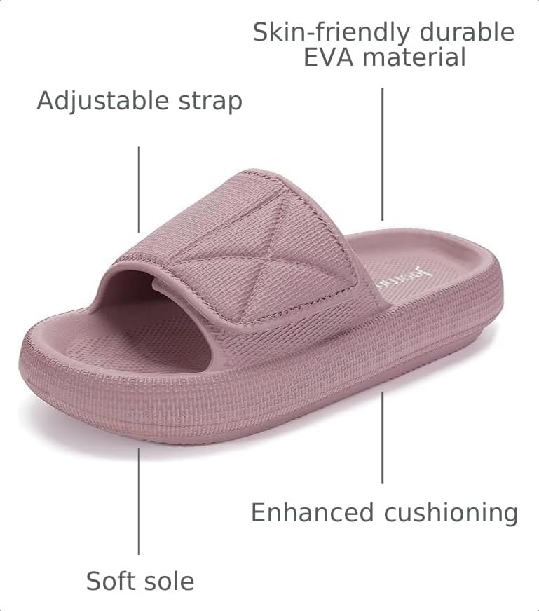 Image of Joomra Slides for Women and Men Adjustable Pillow Slippers Diabetic Sandals | Thick 1.7 inch Cushioned Sole, Deep Heel Cup, Recovery Sandals Ideal for pool, beach, bath, travel, home, Indoor, outdoor