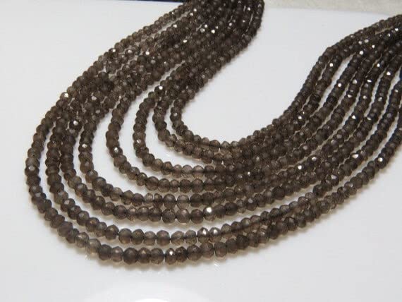 Smokey Quartz perles rondelles facettées 3.5mm pour création bijoux DIY