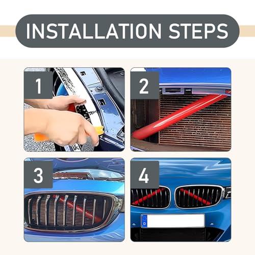 Image of 2 PCS Car Decorative Strips, 11.22x1.18In Car Grille Inserts, Middle Grille Water Tank Pipe Bracket Cover, Compatible with 34567 Series X12345 (Red)