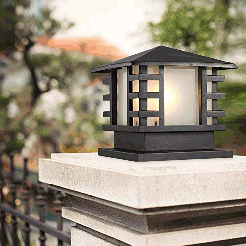QUSYZD Lanterne de Bureau carrée Traditionnelle d'extérieur, Lanterne de Poteau en Aluminium étanche à la Pluie, Lampe de Colonne Antique E27 étanche IP44, Lampe de Paysage de vil,