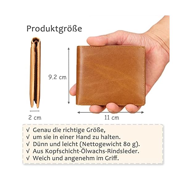 Kopaly Herren Geldbörsen Leder, Herren Geldbörse, mit RFID-Schutz, 10 Kartenfächer,1 ID-Fenster, Geldbörse Querformat(01… – Bild 4