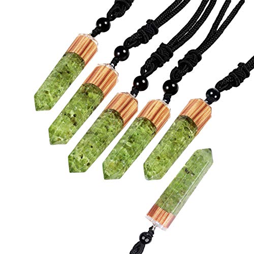 Yatming Orgone Crystal Point Necklace For Women And Men, Peridot Hexagonal Faceted Stone Pendant Necklace For Reiki Positive Energy #TOP2