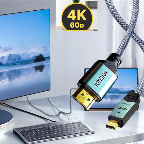 Câble micro HDMI vers HDMI en nylon tressé robuste et durable 4K HDR