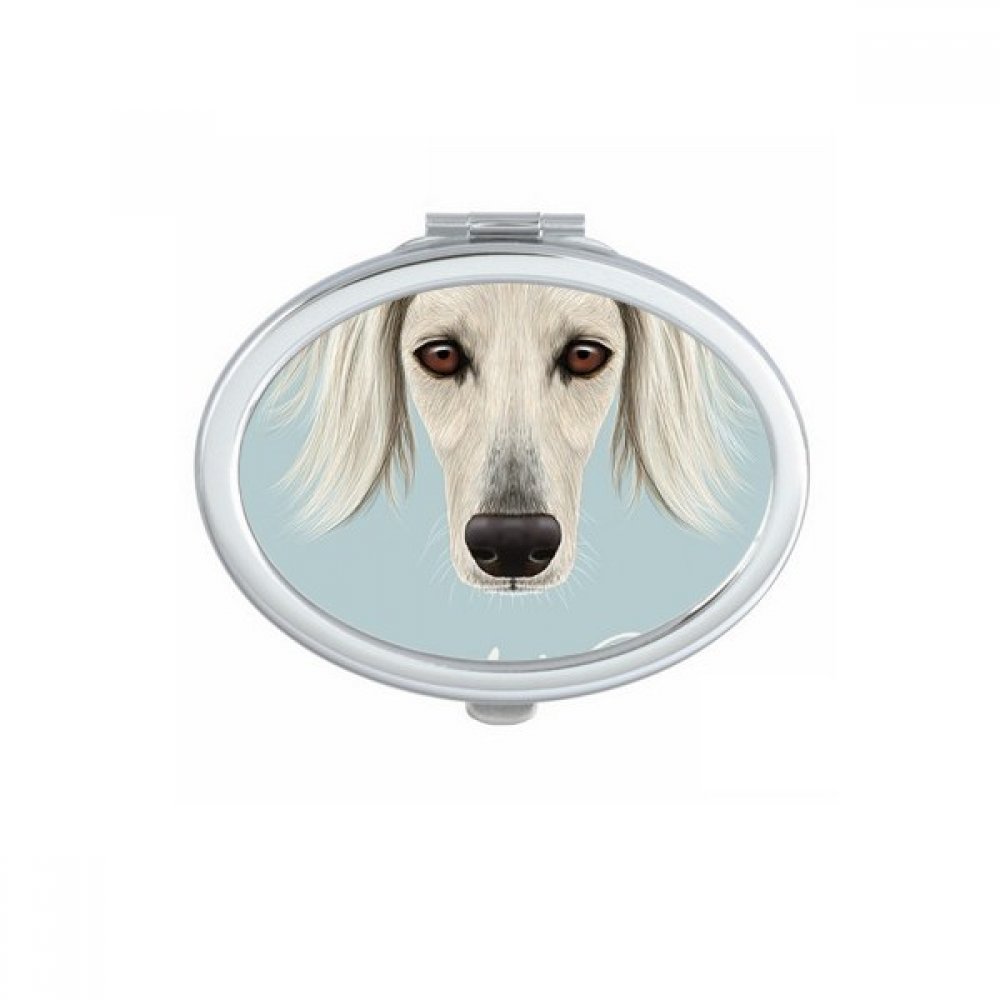 Miroir ovale Saluki de poche compact au design chien pour retouches