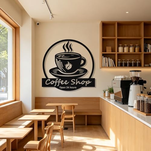 Image of Personalized Coffee Metal Sign, Custom Coffee Bar Signs, Custom Name Signs for Cafe Station, Coffee Wall Art Decor for Kitchen, Cafe Shop Decor, Cafe Lover Gift
