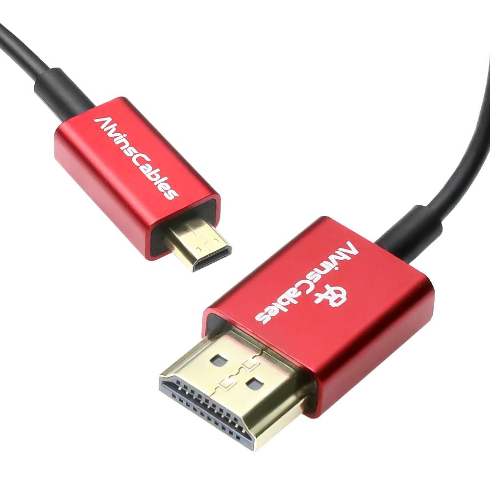 Alvin's Cables 8K 2.1 Cavo Micro-HDMI a HDMI Cavo Ultra-sottile 48Gbps ad alta velocità per Atomos-Ninja-V Registrazione 4K-60P per Canon-R5C|R5|R6 per Sony a7R a7 IV Fotocamere 70cm/27,15''