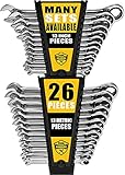 26 Pieces INCH/MM slim profile Ratcheting Wrench Set with Rack Organizer