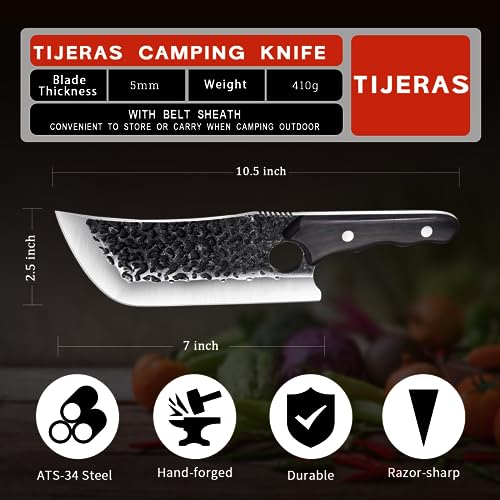 Tijeras Butcher Knife Set, 3Pcs Hand Forged Meat Cleaver & Serbian Chef Knife & Viking Knives thumb #3