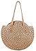 Straw Handbags Women Handwoven Round Corn Straw Bags Natural Chic Hand Large Summer Beach Tote Woven Handle Shoulder Bag (Khaki)