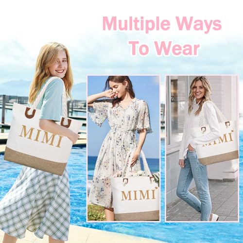 Image of GhvyenntteS Mimi Gifts, Birthday Gifts for Mimi Grandma, Mimi Bag with Zipper, Personalized Tote Bag - Perfect for Birthday, Mothers Day, Christmas